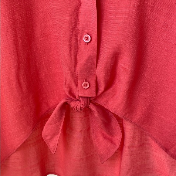 Nine West Pink Button Down Tie Front Top - Picture 3 of 4